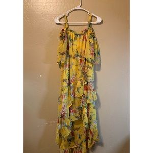 NY Collection Yellow Tropical Long dress
